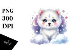 Colorful Smiling Baby Arctic Wolf | Clipart Product Image 1