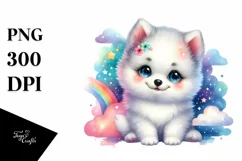 Colorful Smiling Baby Arctic Wolf | Clipart Product Image 1