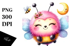 Happy Baby Bee on the Moon, Transparent PNG Product Image 1