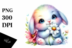 Colorful Babies Watercolor Rabbit | Sublimation | Clipart Product Image 3