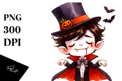 Simple Funny Halloween Vampire PNG Product Image 1