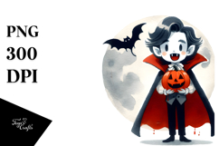 Simple Funny Halloween Vampire PNG Product Image 1