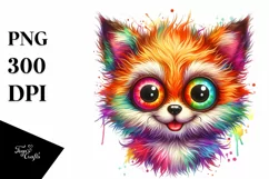 Colorful Layered Fox | Watercolor Cute Clipart Product Image 3