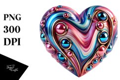 Glossy Marble Heart with Metallic Insertions, PNG Product Image 1