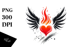 Paintbrush Heart with Wings PNG Product Image 1