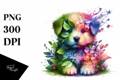 Abstract Vibrant Watercolor Puppy PNG Product Image 3
