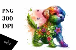 Abstract Vibrant Watercolor Puppy PNG Product Image 3