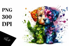 Abstract Vibrant Watercolor Puppy PNG Product Image 1