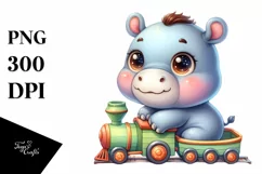 Colorful Babies Watercolor Hippo | Sublimation | Clipart Product Image 1