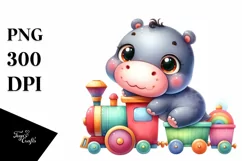 Colorful Babies Watercolor Hippo | Sublimation | Clipart Product Image 3