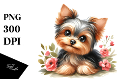 Watercolor Baby Yorkshire Terrier PNG Product Image 1