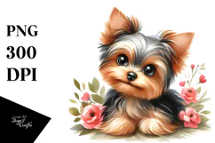 Watercolor Baby Yorkshire Terrier PNG Product Image 1