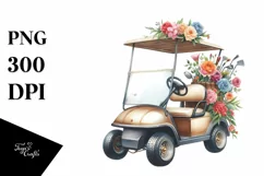 Vintage Golf Cart Flowers Decor | Sublimation Clipart Product Image 1