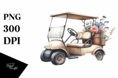 Vintage Golf Cart Flowers Decor | Sublimation Clipart Product Image 1