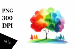 Colorful Watercolor Rainbow Trees | Sublimation | Clipart Product Image 1