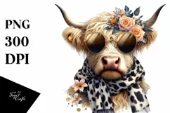Elegant Highland Cow Animal Print Watercolor Product Image 1