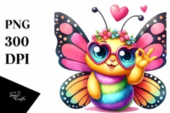 Vibrant Smiling Butterfly Love | Sublimation Clipart Product Image 3