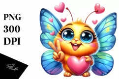 Vibrant Smiling Butterfly Love | Sublimation Clipart Product Image 1