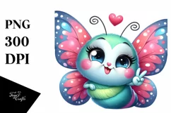 Vibrant Smiling Butterfly Love | Sublimation Clipart Product Image 3