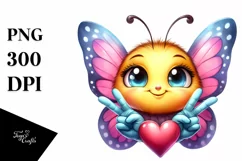 Vibrant Smiling Butterfly Love | Sublimation Clipart Product Image 3
