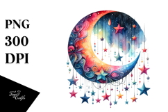 Colorful Half Moon Drawing PNG Product Image 1
