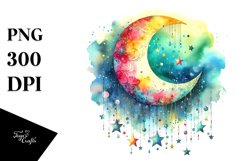 Colorful Half Moon Drawing PNG Product Image 1