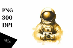 Vintage Yellowish Astronaut Boy | Clipart Product Image 3