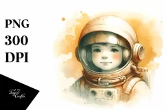 Vintage Yellowish Astronaut Boy | Clipart Product Image 3
