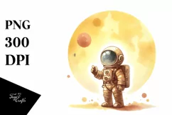 Vintage Yellowish Astronaut Boy | Clipart Product Image 3