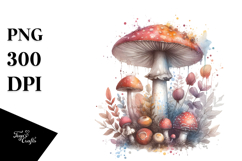 a Cute and Whimsical Mushroom Watercolor Splash PNG Product Image 1