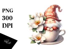 Cute Watercolor GNOME with Big HAT PNG Product Image 1
