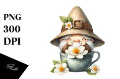 Cute Gnome with Jasmine Cup PNG Product Image 1