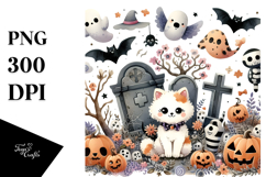Cute Graveyard Halloween Image PNG Product Image 1