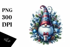 Vibrant Watercolor Winter Gnome PNG Product Image 1
