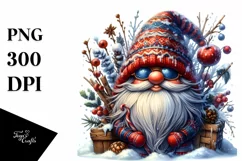 Vibrant Watercolor Winter Gnome PNG Product Image 3