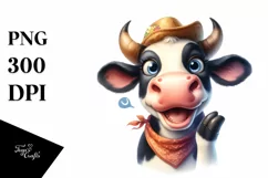 Cow Enthusiastic Cow Portrait | Clipart Product Image 1