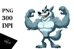 Funny Watercolor Werewolf PNG Product Image 1