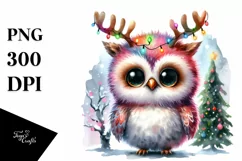 Expressive Baby Owl Watercolor PNG Product Image 1