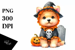 Vibrant Halloween Baby Dog | Watercolor Product Image 1