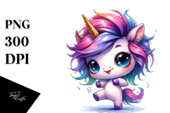 Cute Unicorn Dancing with Cool Haircut PNG Product Image 1