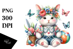 Adorned Baby Rabbit Wearing Beachwear PNG Product Image 1