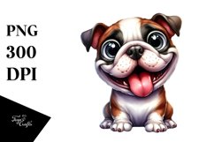 Cute Crazy Bulldog Watercolor Clipart Product Image 3