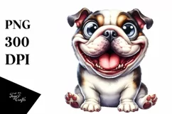 Cute Crazy Bulldog Watercolor Clipart Product Image 3