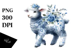 Blue Toile Lamb, Farm PNG Product Image 1