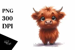 Funny Highland Cow Watercolor PNG Product Image 3
