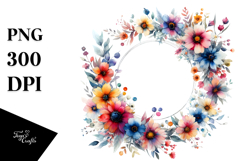 Colorful Daisy Floral Frame PNG Product Image 1