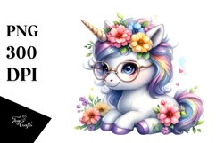 Baby Unicorn with es and Flowers | Clipart Product Image 1