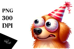 Playful Dog with Party Hat PNG Product Image 1