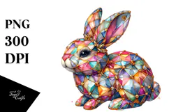 Colorful Bunny Made of Diamonds on Splashy Background, Product Image 1