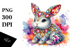 Colorful Bunny Made of Diamonds on Splashy Background, Product Image 1